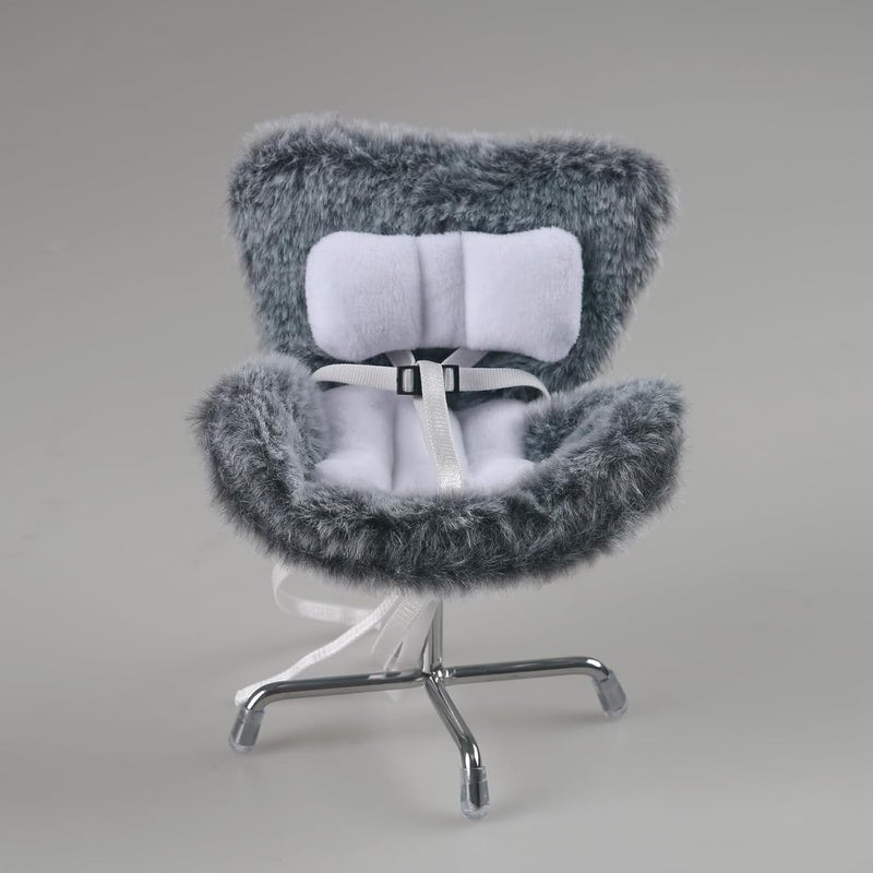 Walant Doll Car Seat Compatible with Labubu, Chair for 10-17cm Dolls - Adjustable Safety Strap, Air Vent Clip & Desktop Stand, Soft Cushion, Cute Car Ornament Gift for Collectors & Fans (Grey) - Image 4